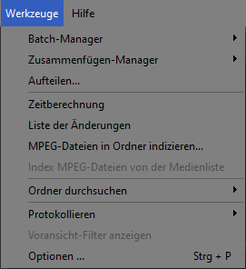 "Werkzeuge"-Menü