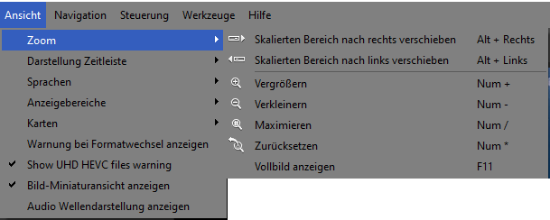 Menü "Zoom"
