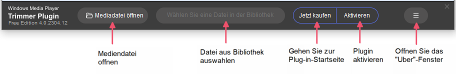 WMP Trimmer Plugin GUI steuert vor dem Laden der Datei